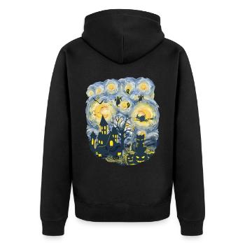 Spooky Evening With Pumpkins Ghosts - Unisex Premium Organic Zip Hoodie - black - Back - Nico (187cm)