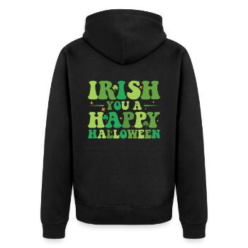 Irish You A Happy Halloween Celebration - Unisex Premium Organic Zip Hoodie - black - Back - Nico (187cm)