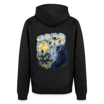 Spooky Evening With Pumpkins Ghosts - Unisex Premium Organic Zip Hoodie - black - Back - Nico (187cm)