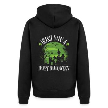 Irish You A Happy Halloween Cloverleaf - Unisex Premium Organic Zip Hoodie - black - Back - Nico (187cm)
