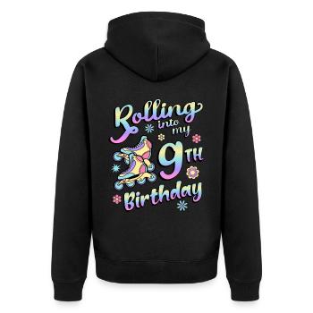 Rolling Into My 9th Birthday Roller Skater Inline - Unisex Premium Bio Zip Hoodie - Schwarz - Hinten - Nico (187cm)