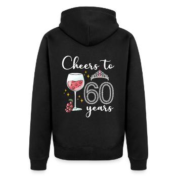 Prost Auf 60 Jahre Weintrauben Zum 60-jährigen - Unisex Premium Bio Zip Hoodie - Schwarz - Hinten - Nico (187cm)