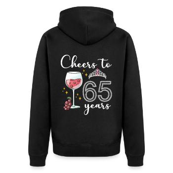 Vive les 65 ans de la célébration du 65e anniversaire - Veste à capuche bio Premium Unisexe - noir - Dos - Nico (187cm)