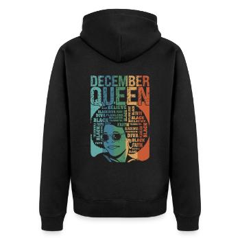 Décembre Le mois de la naissance de la Reine célèbre le - Veste à capuche bio Premium Unisexe - noir - Dos - Nico (187cm)