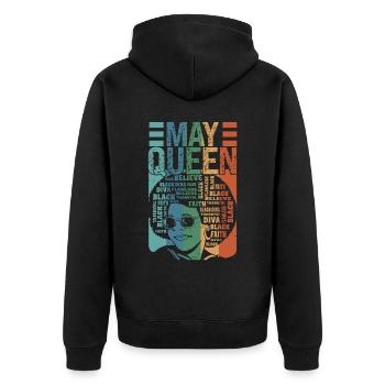 May - Month of birth of the Queen - Celebrate the - Unisex Premium Organic Zip Hoodie - black - Back - Nico (187cm)