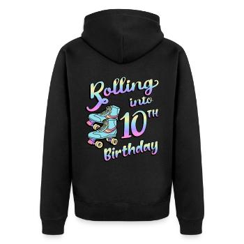 Rolling Into 10. Geburtstag Quad Skater - Unisex Premium Bio Zip Hoodie - Schwarz - Hinten - Nico (187cm)