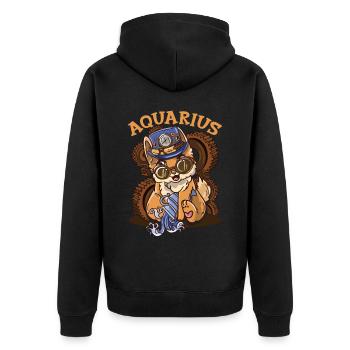 Sternzeichen Wassermann Astrologie Katze - Unisex Premium Bio Zip Hoodie - Schwarz - Hinten - Nico (187cm)