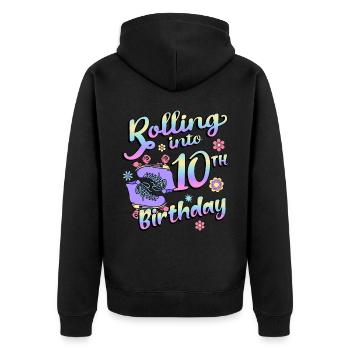 Rolling Into 10. Geburtstag Quad Skater - Unisex Premium Bio Zip Hoodie - Schwarz - Hinten - Nico (187cm)
