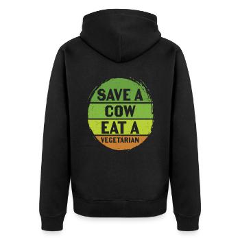 Save A Cow Eat A Vegetarian Vegetables Quotes - Unisex Premium Organic Zip Hoodie - black - Back - Nico (187cm)