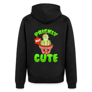 Piquant mais doux Kawaii Drôle de cactus - Veste à capuche bio Premium Unisexe - noir - Dos - Nico (187cm)