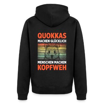 Quokkas Machen Glücklich Menschen Machen Kopfweh - Unisex Premium Bio Zip Hoodie - Schwarz - Hinten - Nico (187cm)