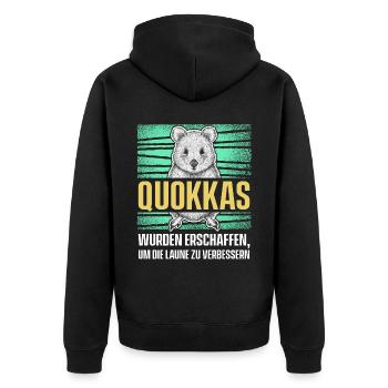 Quokkas Wurden Erschaffen, Um Die Laune Zu Verbess - Unisex Premium Bio Zip Hoodie - Schwarz - Hinten - Nico (187cm)