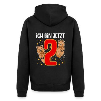 Ich Bin Jetzt 2 Beuteltier Känguru - Unisex Premium Bio Zip Hoodie - Schwarz - Hinten - Nico (187cm)