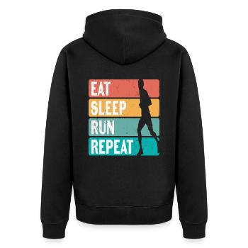 Manger Dormir Courir Répéter Les coureurs Motivation - Veste à capuche bio Premium Unisexe - noir - Dos - Nico (187cm)
