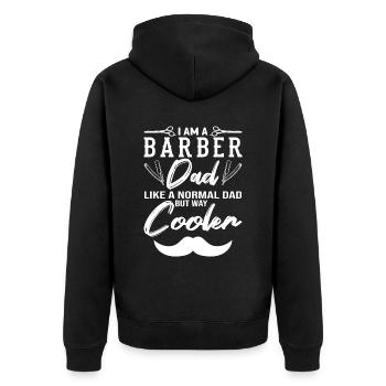 Je suis un barbier Papa Barbier Bart - Veste à capuche bio Premium Unisexe - noir - Dos - Nico (187cm)