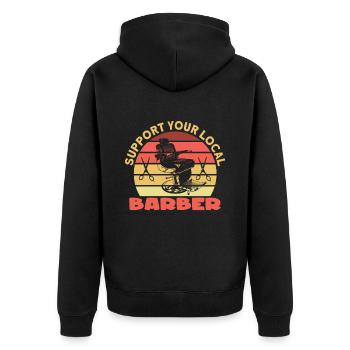 Soutenez votre barbier local Barbier Bart - Veste à capuche bio Premium Unisexe - noir - Dos - Nico (187cm)