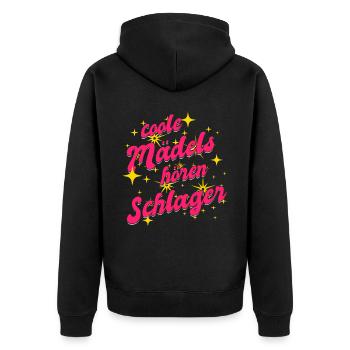 Schlager Girl Volksmusik Party, Dorffest Ouftit - Unisex Premium Bio Zip Hoodie - Schwarz - Hinten - Nico (187cm)