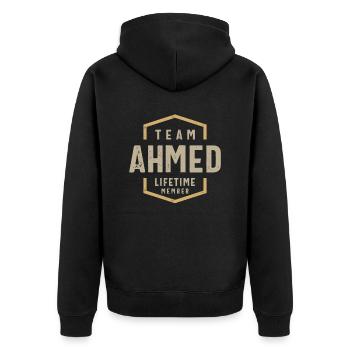 Nom personnalisé du membre à vie de l’équipe Ahmed - Veste à capuche bio Premium Unisexe - noir - Dos - Nico (187cm)