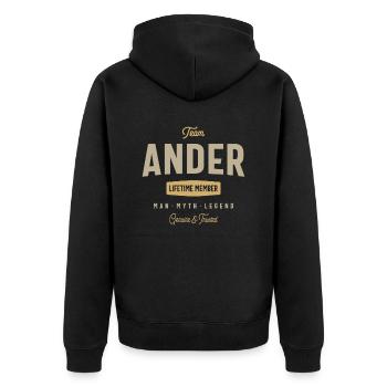 Team Ander Lifetime Member Personalized Name - Unisex Premium Organic Zip Hoodie - black - Back - Nico (187cm)