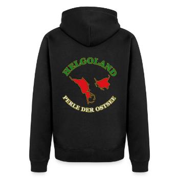 Helgoland Ostsee Sylt Deät Lun Leuchtturm - Unisex Premium Bio Zip Hoodie - Schwarz - Hinten - Nico (187cm)