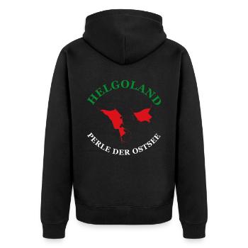 Helgoland Ostsee Sylt Deät Lun Leuchtturm - Unisex Premium Bio Zip Hoodie - Schwarz - Hinten - Nico (187cm)