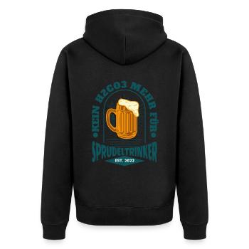 Kein H2CO3 mehr für Sprudeltrinker Trinkspruch - Unisex Premium Bio Zip Hoodie - Schwarz - Hinten - Nico (187cm)