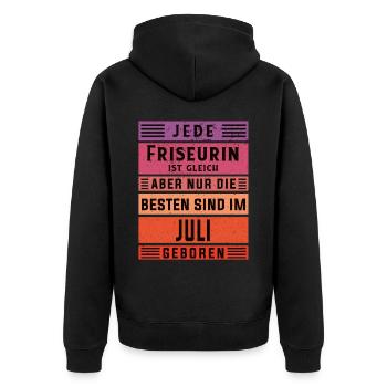 Haarstylist Geburtstag Juli geboren Friseurin - Unisex Premium Bio Zip Hoodie - Schwarz - Hinten - Nico (187cm)