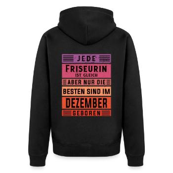Haarstylist Geburtstag Dezember geboren Friseurin - Unisex Premium Bio Zip Hoodie - Schwarz - Hinten - Nico (187cm)