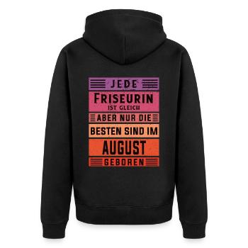 Haarstylist Geburtstag August geboren Friseurin - Unisex Premium Bio Zip Hoodie - Schwarz - Hinten - Nico (187cm)