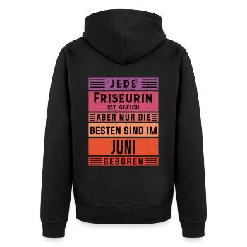 Haarstylist Geburtstag Juni geboren Friseurin - Unisex Premium Bio Zip Hoodie - Schwarz - Hinten - Nico (187cm)