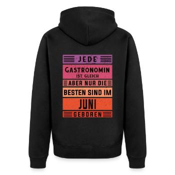 Restaurant Wirt Geburtstag Juni geboren - Unisex Premium Bio Zip Hoodie - Schwarz - Hinten - Nico (187cm)