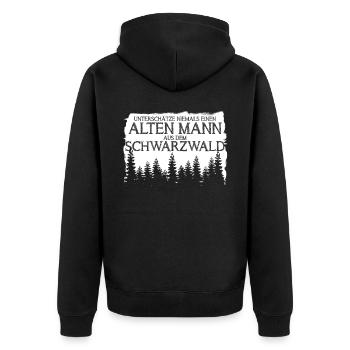 Schwarzwald Berg Wandern Schwarzwälder - Unisex Premium Bio Zip Hoodie - Schwarz - Hinten - Nico (187cm)