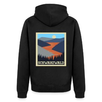 Schwarzwald Urlaub Schwarzwälder - Unisex Premium Bio Zip Hoodie - Schwarz - Hinten - Nico (187cm)