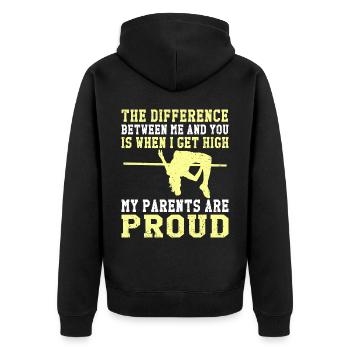 Stabhochsprung Stabspringer Leichtathletik - Unisex Premium Bio Zip Hoodie - Schwarz - Hinten - Nico (187cm)