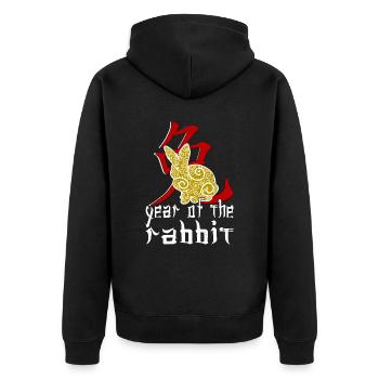 Personnage de lapin chinois Nouvel An 2023 - Veste à capuche bio Premium Unisexe - noir - Dos - Nico (187cm)