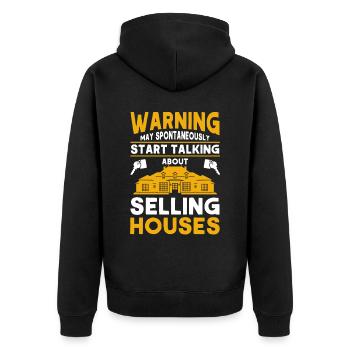 Immobilienmakler Makler Beruf Immobilien - Unisex Premium Bio Zip Hoodie - Schwarz - Hinten - Nico (187cm)
