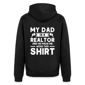Immobilienmakler Makler Beruf Immobilien - Unisex Premium Bio Zip Hoodie - Schwarz - Hinten - Nico (187cm)