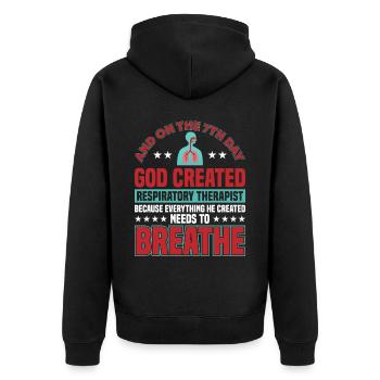 Respiratory therapists Respiratory therapist Occupational therapists - Unisex Premium Organic Zip Hoodie - black - Back - Nico (187cm)