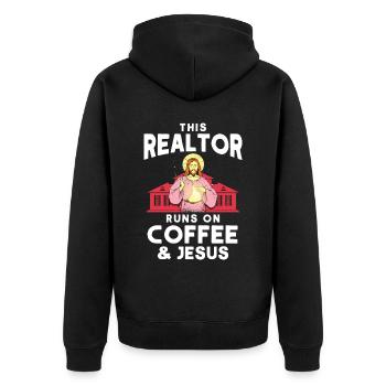 Agent immobilier Courtier Profession Immobilier - Veste à capuche bio Premium Unisexe - noir - Dos - Nico (187cm)