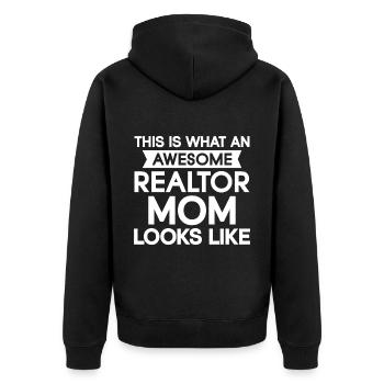 Immobilienmakler Makler Beruf Immobilien - Unisex Premium Bio Zip Hoodie - Schwarz - Hinten - Nico (187cm)