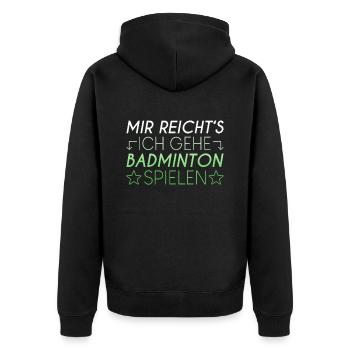 Badminton Spruch - Unisex Premium Bio Zip Hoodie - Schwarz - Hinten - Nico (187cm)