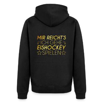 Eishockey Spruch - Unisex Premium Bio Zip Hoodie - Schwarz - Hinten - Nico (187cm)