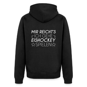 Eishockey Spruch - Unisex Premium Bio Zip Hoodie - Schwarz - Hinten - Nico (187cm)