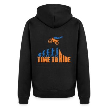 Motocross Enduro Motorcycle Freestyle Extreme Sport - Unisex Premium Organic Zip Hoodie - black - Back - Nico (187cm)