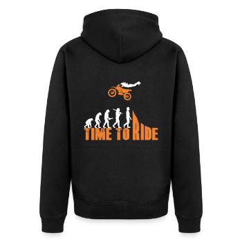 Motocross enduro motorcycle freestyle extreme sport - Unisex Premium Organic Zip Hoodie - black - Back - Nico (187cm)