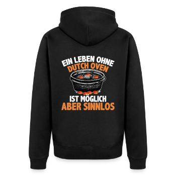 Ein Leben ohne Dutch Oven Dopfen Outdoor - Unisex Premium Bio Zip Hoodie - Schwarz - Hinten - Nico (187cm)