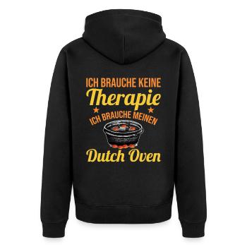 Dutch Oven brauche keine Therapie Dopfen - Unisex Premium Bio Zip Hoodie - Schwarz - Hinten - Nico (187cm)
