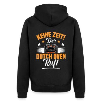 Der Dutch Oven ruft Dopfen Outdoor - Unisex Premium Bio Zip Hoodie - Schwarz - Hinten - Nico (187cm)