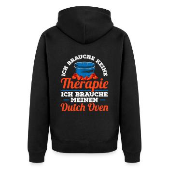 Dutch Oven brauche keine Therapie Dopfen - Unisex Premium Bio Zip Hoodie - Schwarz - Hinten - Nico (187cm)
