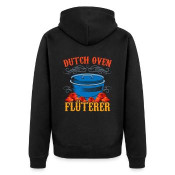 Dutch Oven Flüsterer Dopfen Outdoor - Unisex Premium Bio Zip Hoodie - Schwarz - Hinten - Nico (187cm)